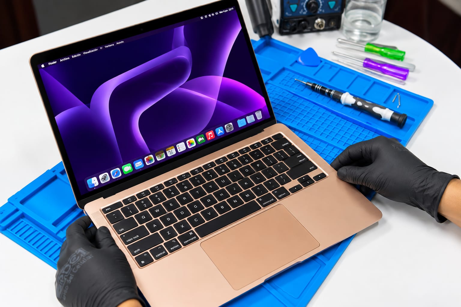 MacBook en reparación en el taller de Dsolutions en Quito